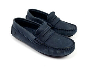 Jacadi Paris Boys Size EU 30 US 13 Navy Blue Leather Slip On Driving Loafer Shoe